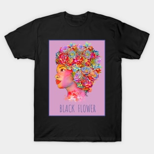 Black girl with floral hair, black lives matter, african american T-Shirt